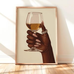 Black Woman Wine Art Print: Elegant Home Decor (Digital Download)