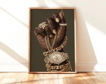 Black Woman Art, Modern Art, Black Woman Wall Art, Black Girl Wall Art, wall art, Black girl art, Urban Wall Art Digital, Gold Fashion Art