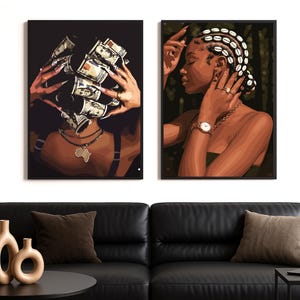 Black Woman Art Print: Urban Fashion, Money Luck (Digital Download)