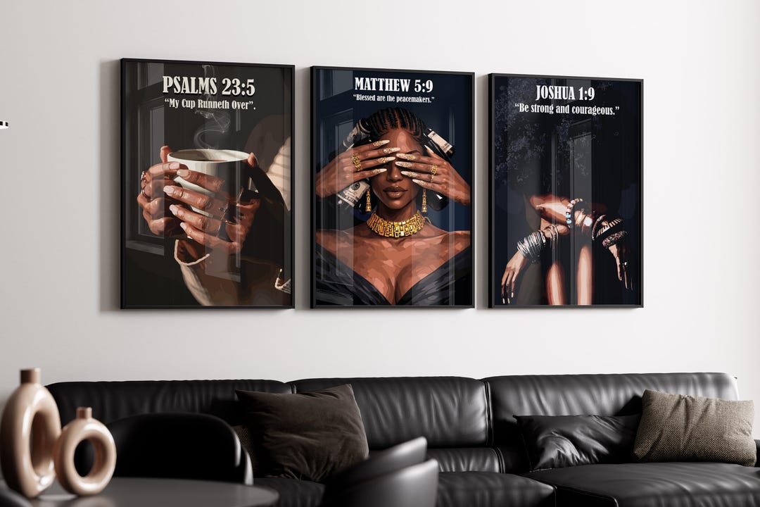 3 Set Art, Bible Verse Wall Art Set, Christian Printable Wall Decor ...