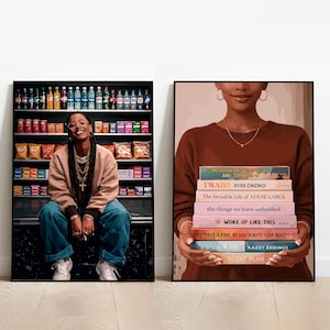 2 set art, Black Woman Art, Modern Art, Black Woman Wall Art, Black Girl Wall Art, wall art, Black girl art, Wall Art Digital, Fashion Art image 1