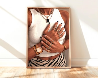 Arte della donna nera, arte moderna, arte murale della donna nera, arte murale della ragazza nera, arte murale africana, arte della ragazza nera, arte murale digitale, arte della moda