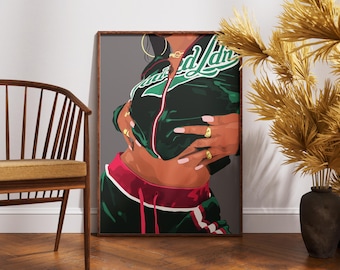2 set Art, Black Woman Art, Modern Art, Black Woman Wall Art, Black Girl Wall Art, African wall art, Black girl art, Wall Art Digital