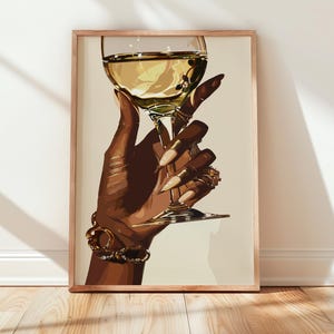 Black Woman Wine Art Print: Elegant Home Decor (Digital Download)