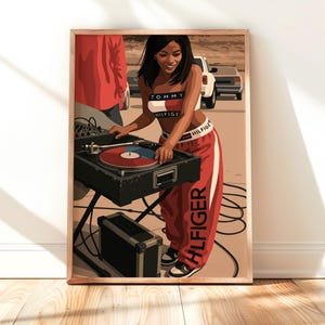 Retro Hip Hop Black Woman Art Print: 90s Urban Style (Digital Download)