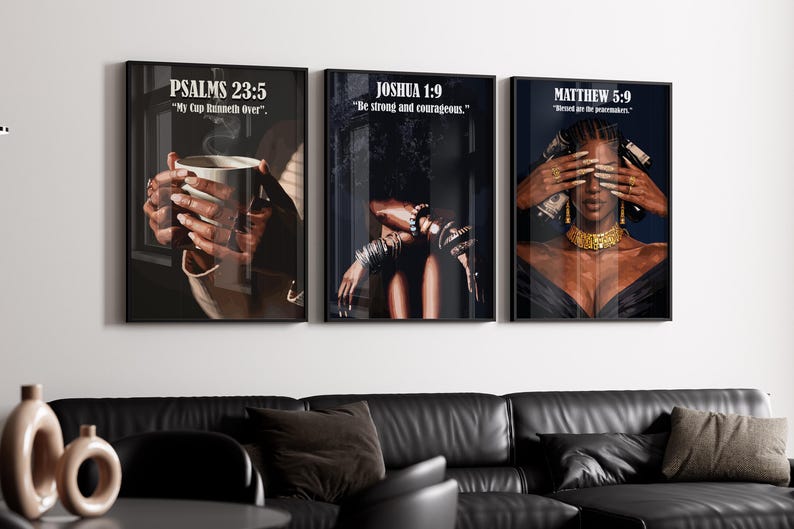 3 Set Art, Bible Verse Wall Art Set, Christian Printable Wall Decor ...