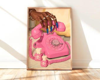 Black Woman Art, Pink Art, Black Woman Wall Art, Black Girl Wall Art, African wall art, Black girl art, Wall Art Digital, Fashion Art
