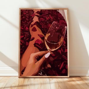 Black Woman Wine Art Print: Afro Woman Portrait (Digital Download)