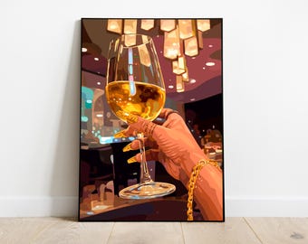 Black Woman Art, Melanin Wall Art, Black Woman Wall Art, Black Girl Wall Art, African wall art, Black girl art, Wine Digital, Fashion Art