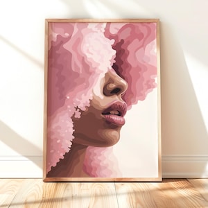 Pink Afro Black Woman Art Print: Empowering Wall Decor (Digital Download)