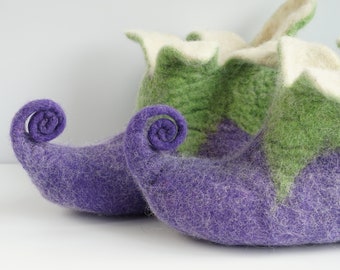 Felted wool Elf slippers, home shoes, Fairy slippers, Gnome shoe men sizes