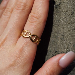 Minimalistic 18k Gold Plated Mariner Chain Ring: Resizable