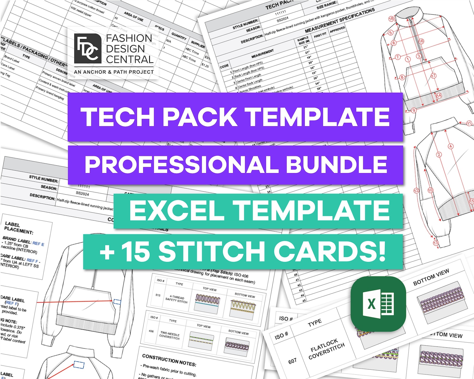 Professional Fashion TECH PACK Template | EXCEL Template for Fashion ...