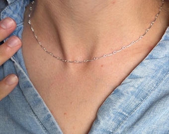 Sterling Silver Scalloped Necklace Women's Dainty Jewelry