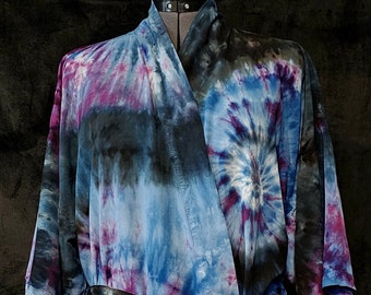 Tie Dye short kimono robe Pizza Box Tie Dye one size