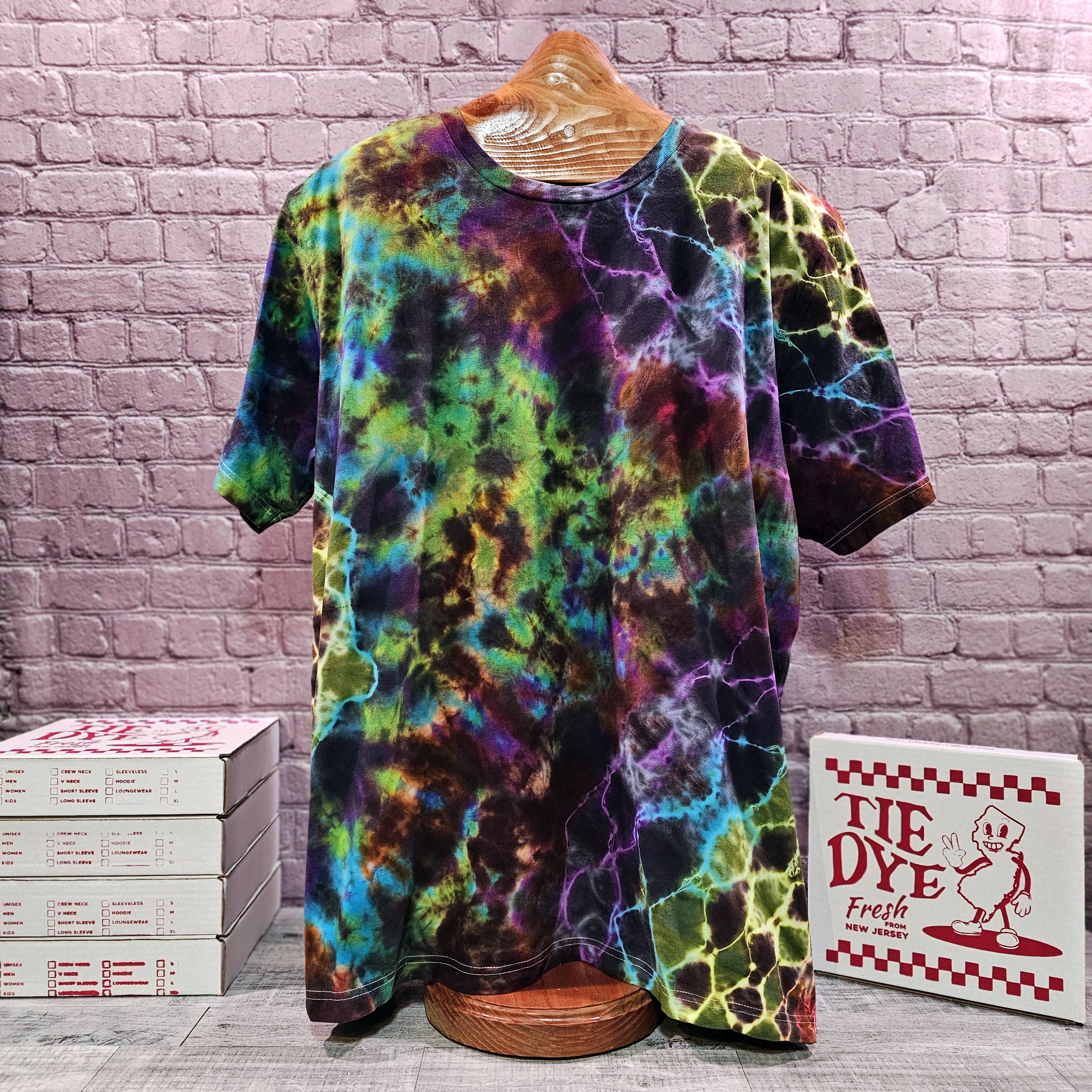4XL Vibrant Tie-dye Crew Neck T-shirt - Bella + Canvas 3001 Unisex