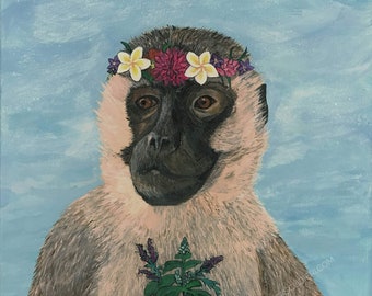 Yoga Circus : Monkey Acrylic on canvas painting by Lisa Scudieri
