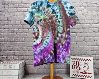 Medium Unique Hand-Dyed Crew Neck Tee - Unisex Bella + Canvas 3001 - Soft Tie-Dye Shirt