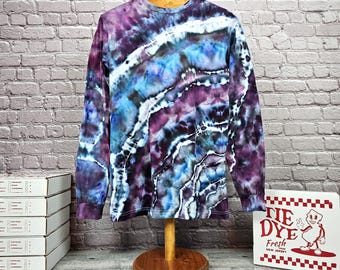 Medium - Hand-Dyed Long Sleeve Tie-Dye Tee - Bella + Canvas 3501 - Ready-to-Gift - Pizza Box Tie Dye