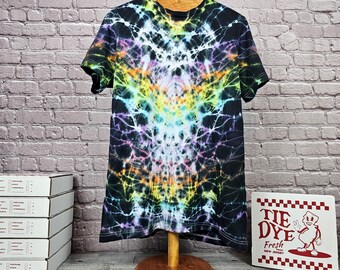 Large, Tie Dye T-Shirt,  Dark Colorful Cotton Crew Neck - Bella + Canvas soft T