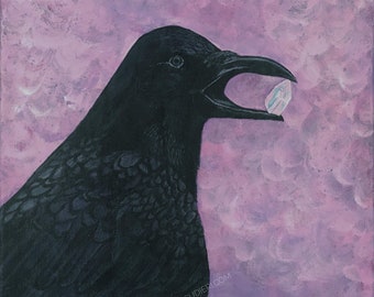 Yoga Circus : Crow Acrylic on canvas painting by Lisa Scudieri