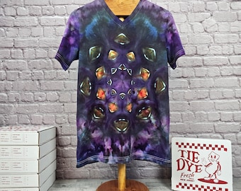 Medium Hand-Dyed V-Neck Tee - Bella + Canvas 3005 - Unisex Tie-Dye Shirt
