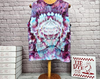Large Tie Dye Muscle Tank Top - Bella Canvas Unisex Sleeveless Shirt - Summer Festival Rave Tee