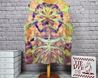 XL Tie Dye Muscle Tank Top - Bella Canvas Unisex Sleeveless Shirt - Summer Festival Rave Tee