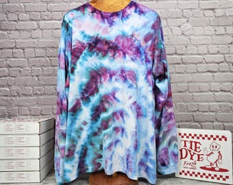 3XL Ultra-Soft Tie-Dye Long Sleeve T-Shirt - Bella + Canvas 3501 - Hand-Dyed Art - Pizza Box Tie Dye