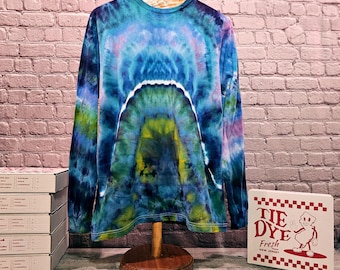 Large Statement Tie-Dye Long Sleeve Tee - Bella + Canvas 3501 - Boho Unisex Shirt