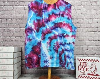 2XL Tie Dye Muscle Tank Top - Bella Canvas Unisex Sleeveless Shirt - Summer Festival Rave Tee