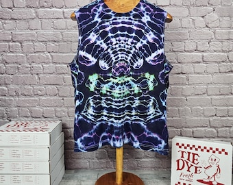 Large Tie Dye Muscle Tank Top - Bella Canvas Unisex Sleeveless Shirt - Summer Festival Rave Tee