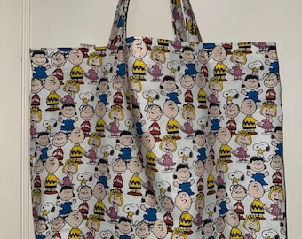 Handmade Snoopy Tote Bag: Reversible Peanuts Gang Design
