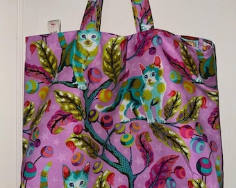 Tula Pink - Tabby Road (rosa) - Bolso de mano hecho a mano