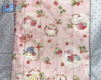 Handmade, Quilted Book Sleeve with Zipper - Sweet Pink Sanrio Friends