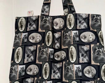 Old Time Vintage Dog Portraits - ręcznie robiona, dwustronna, zmywalna torba typu tote