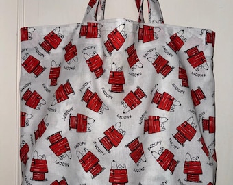 Handmade Snoopy Tote Bag – Reversible Peanuts Comics Shopper
