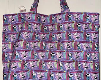 Summertime and Surfing Time for Snoopy and Joe Cool - Handmade Tote Bag