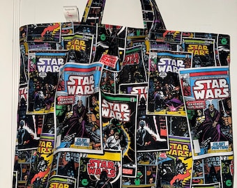 Bolso de mano y de playa reversible y lavable de Star Wars Empire, hecho a mano.