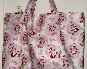 Bolso de mano vintage de tarta de fresa y natillas: bolso reversible hecho a mano