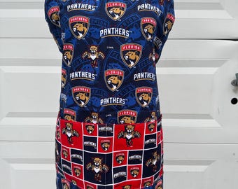Handmade Adjustable Apron - Hockey Season is Here!  Florida Panthers Version