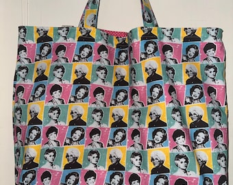 Bolsa de compras reversible, lavable y hecha a mano: Protagonizada por las chicas de oro