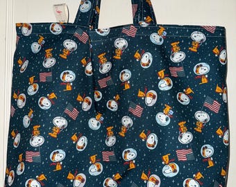 Snoopy In Space - Handmade Reversible Washable Tote Bag