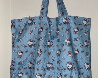 Hello Kitty Medical / Nurses / Doctors - Handmade Tote Bag - Reusable Grocery Bag