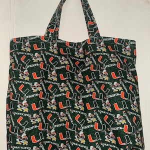 Handmade University of Miami - UM - Reversible Washable Tote Bag