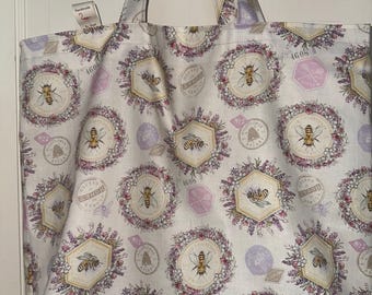 Schöne Honigbienen und ihre Wildblumen - Handgemachte, reversierbare, waschbare Trage- und Strandtasche.