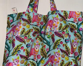 Tula Pink - Tabby Road (aqua) - Handmade Tote Bag - LAST ONE