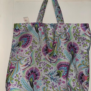 Tula Pink Wing It Pterodactyl Roar - Handgemachte, reversierbare und waschbare Einkaufstasche