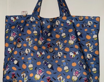 Halloween & Harvest Time with Snoopy and the Peanuts Gang - Handmade Tote Bag, Laptop Bag, Spooky Beach Bag