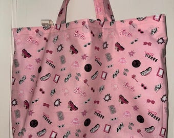 Handmade Market & Grocery Bag - Barbie Style!  Reversible, Washable and Sturdy - **Only One Left**
